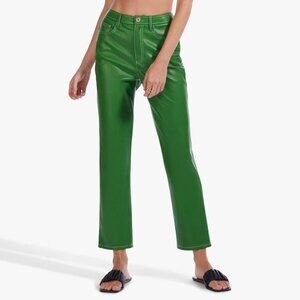Staud Eli Pant Green Vegan Leather Size 10